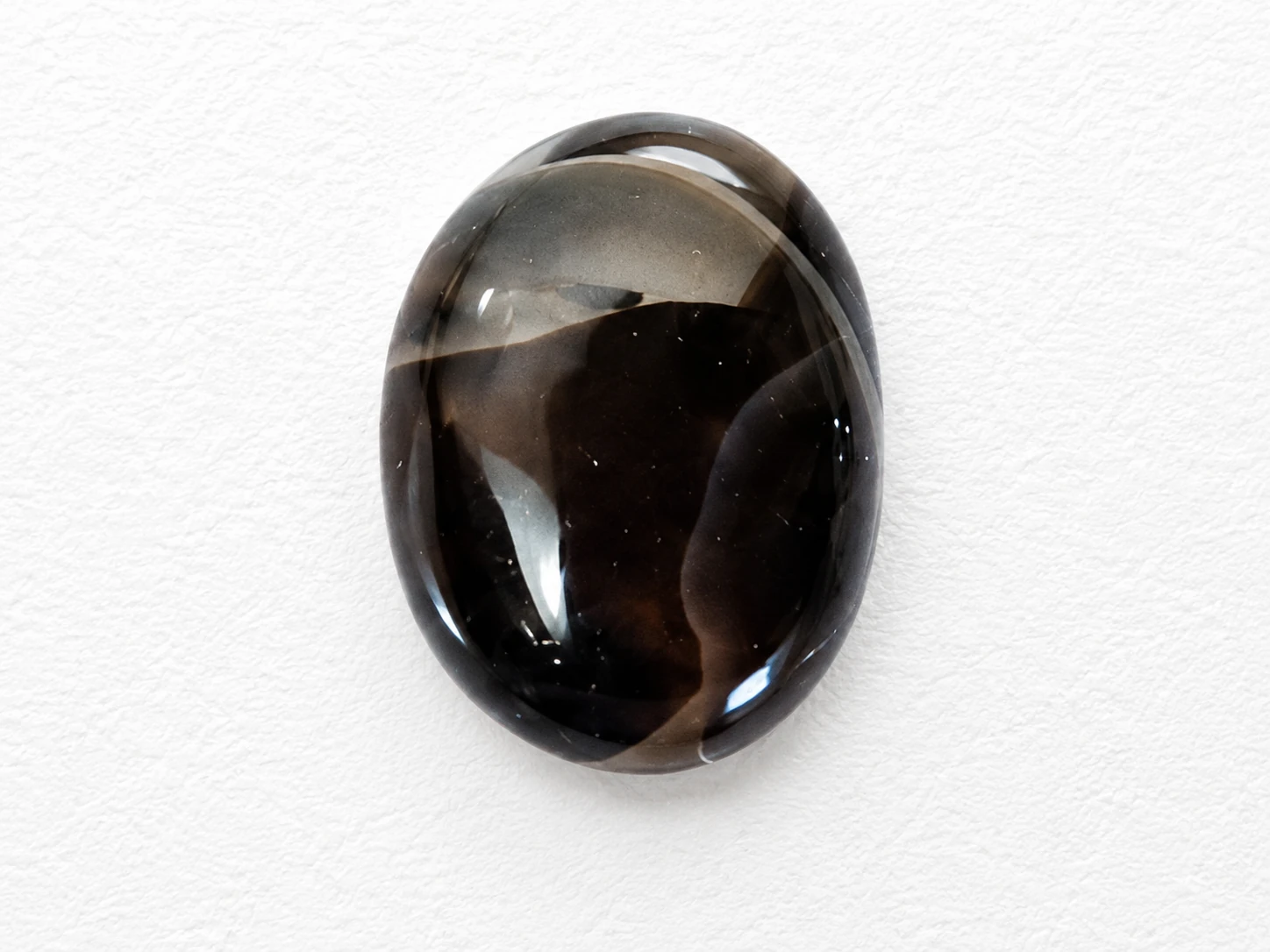 Smoky Shadow 8.58 Carat Oval Black Agate (Akik) Gemstone front view