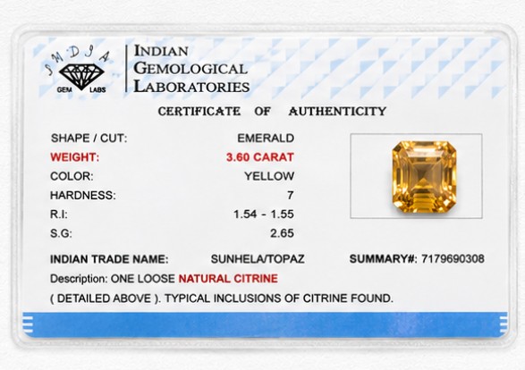 Golden Radiance 3.60 Carat Emerald-Cut Yellow Topaz (Sunela) Gemstone side view