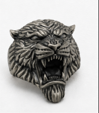 Sterling Silver Vintage Roaring Lion Head Brooch side view