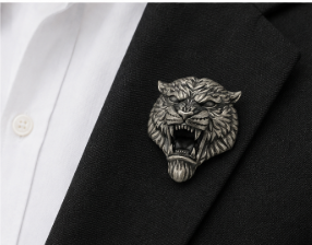 Sterling Silver Vintage Roaring Lion Head Brooch view 5